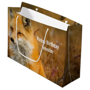 Cute Red Fox Wild Nature Photography Birthday Large Gift Bag