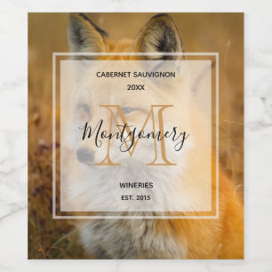 Cute Red Fox Wilderness Nature Photo Wine Making Wine Label