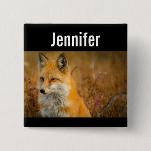 Cute Red Fox Wilderness Nature Photography 15 Cm Square Badge