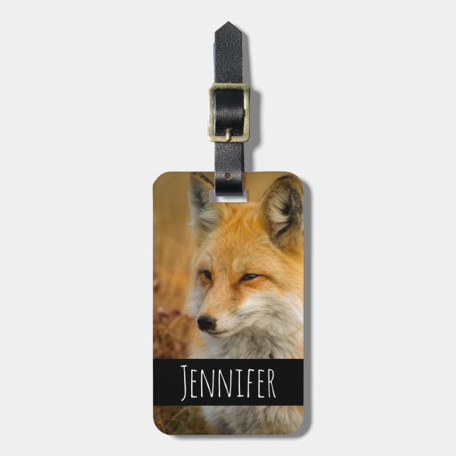 Cute Red Fox Wilderness Nature Photography Luggage Tag (Front Vertical)