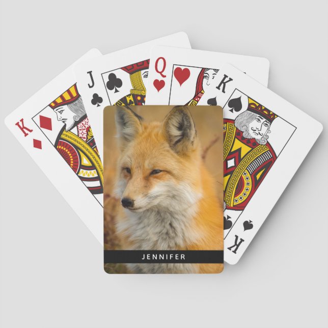 Cute Red Fox Wilderness Nature Photography Playing Cards (Back)