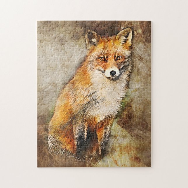 Cute Red Fox Wildlife Art Jigsaw Puzzle (Vertical)