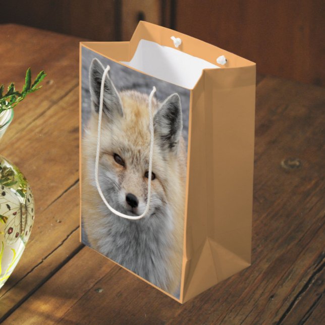 Cute Red Fox Wildlife Photo Medium Gift Bag (In Situ)