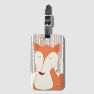 Cute Red Fox Woodland Birch Trees  Luggage Tag
