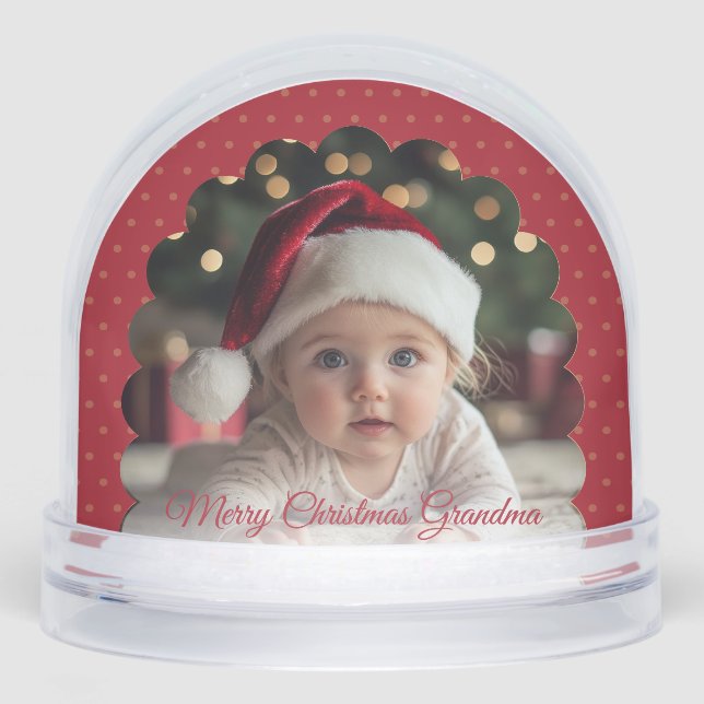 Cute Red Frame Child Photo Snow Globe (Front)