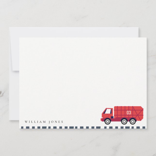 Cute Red Garbage Truck Kids Any Age Birthday Card (Front)