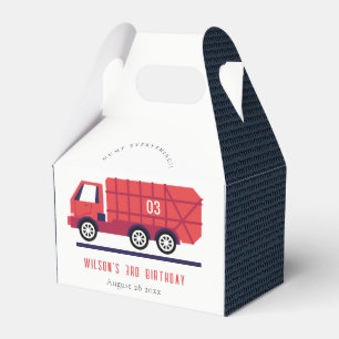Cute Red Garbage Truck Kids Any Age Birthday Favour Box