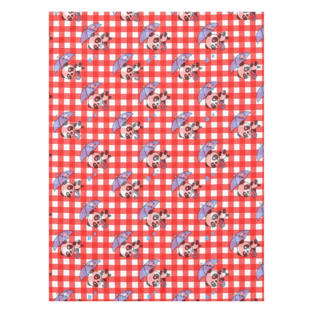 Cute Red Gingham Check Design Tablecloth (Front)