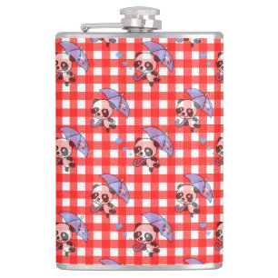 Cute Red Gingham Check Hip Flask