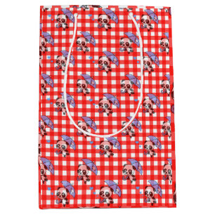 Cute Red Gingham Check Medium Gift Bag