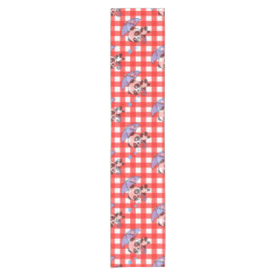 Cute Red Gingham Check Short Table Runner