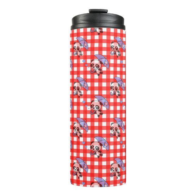 Cute Red Gingham Check Thermal Tumbler (Front)