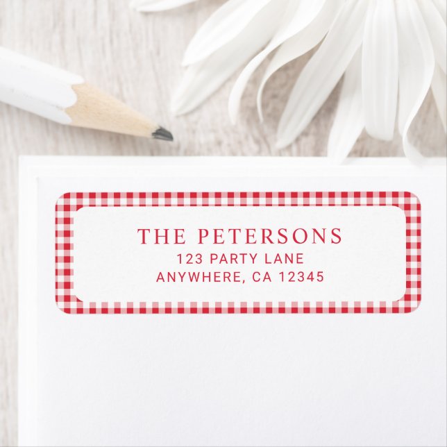 Cute Red Gingham Christmas Address (Insitu)