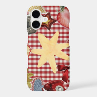 Cute Red Gingham Star Strawberry Bow Phone Case