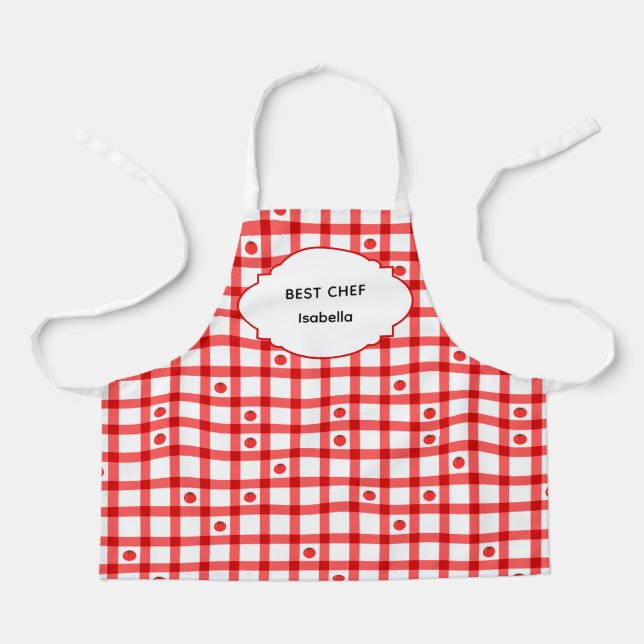 Cute Red Gingham Tomatoes Best Chef Apron (Front)