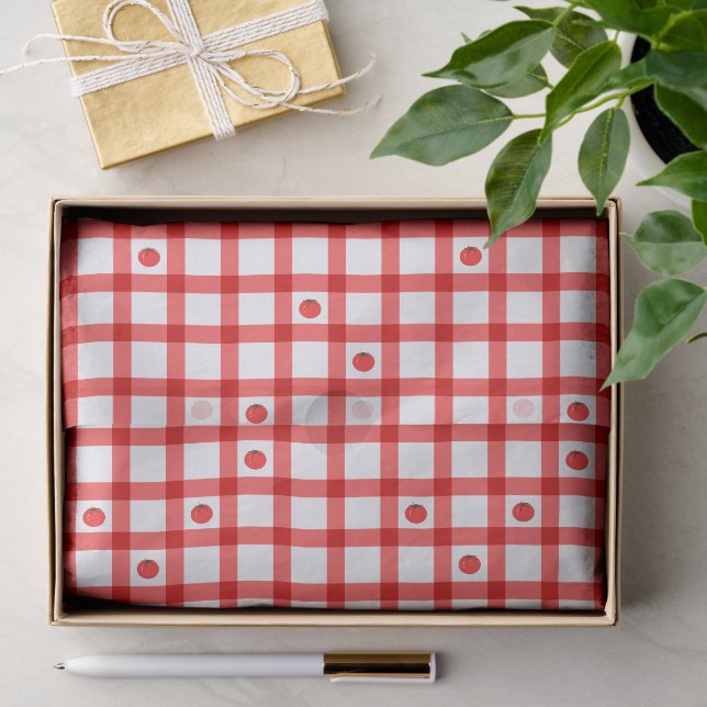 Cute Red Gingham Tomatoes Tissue Paper (Gift)