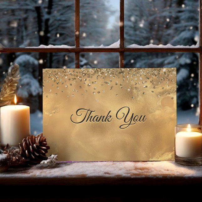 Cute red gold monogram marble art thank you card (Creator Uploaded)