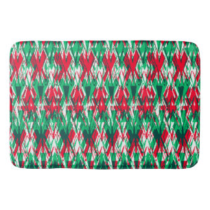Cute red green abstract aztec pattern bath mat
