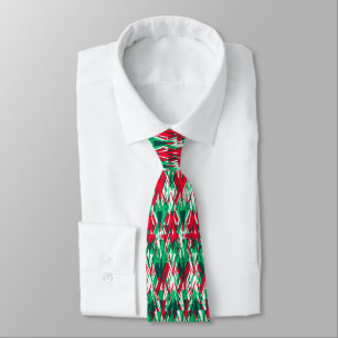 Cute red green abstract aztec pattern tie