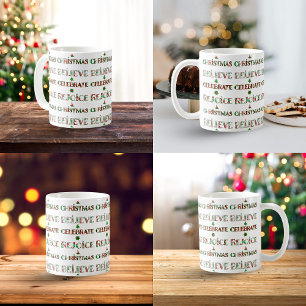 Cute Red Green Christmas Pattern Coffee Mug