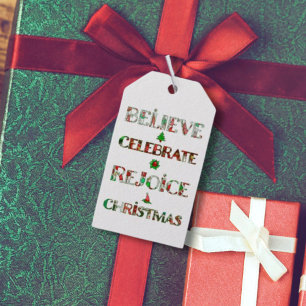 Cute Red Green Christmas Pattern Gift Tags