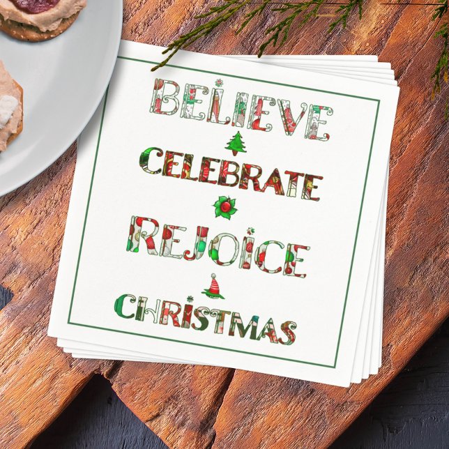 Cute Red Green Christmas Pattern Napkin (Creator Uploaded)