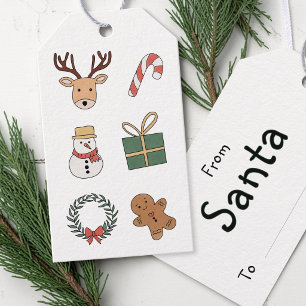 Cute Red Green Festive Kids Christmas Holiday Gift Tags