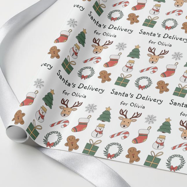Cute Red Green Festive Kids Christmas Pattern Wrapping Paper (Cute Red Green Festive Kids Christmas Pattern Wrapping Paper)