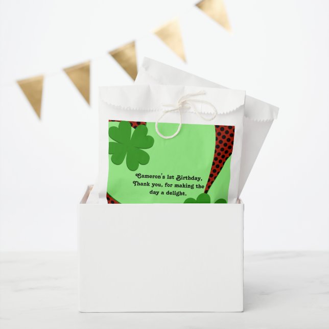 Cute Red Green Ladybug 1st Birthday Favour Bag (Party)