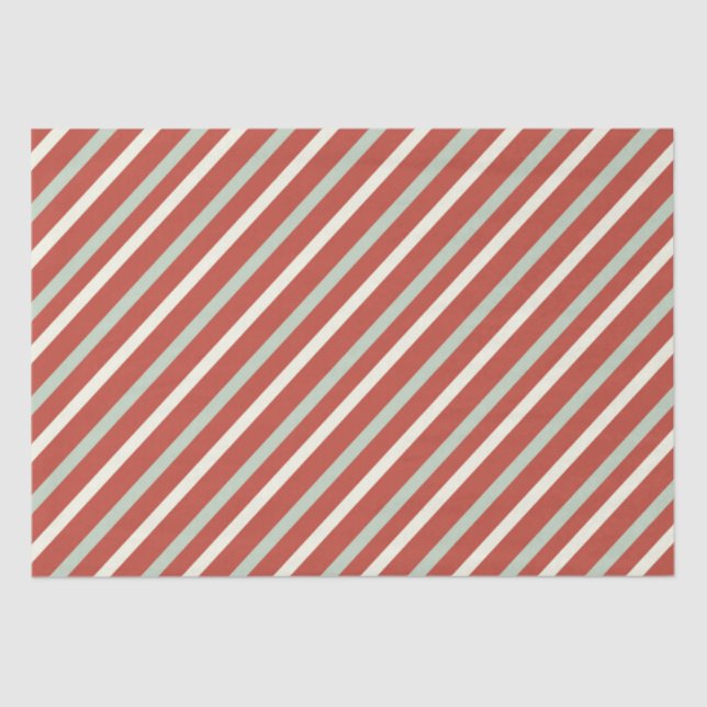 Cute Red, Green, & White Candy Stripe Christmas Tissue Paper (Front)