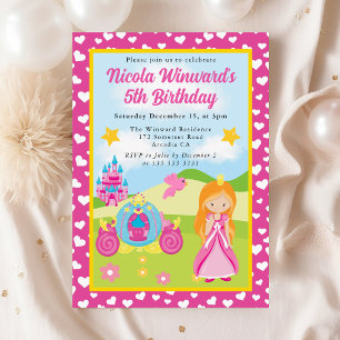 Cute Red Haired Princess Kids Birthday Invitation