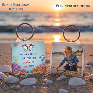 Cute Red Hammerhead Shark Ocean Birthday Photo Key Ring
