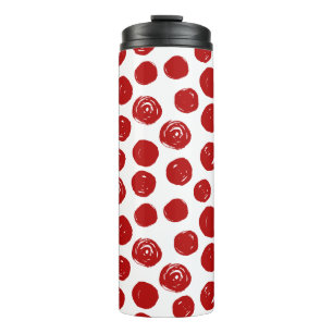 Cute Red hand drawn watercolor polka dots Thermal Tumbler