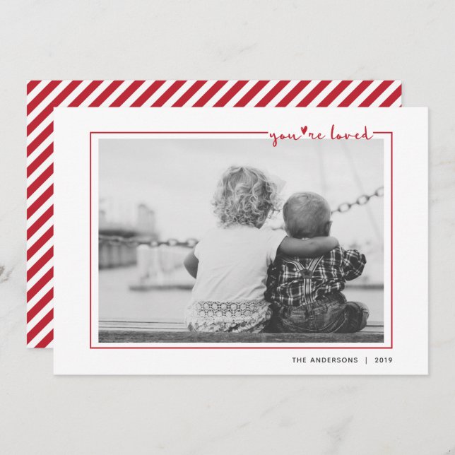 Cute Red Handwritten You're Loved Frame Valentine Invitation (Front/Back)