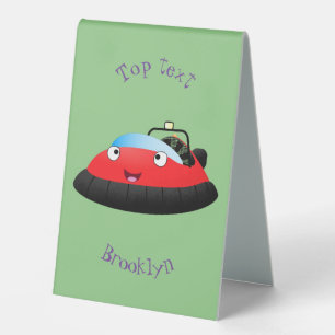 Cute red happy hovercraft cartoon