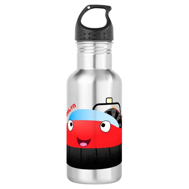 Cute red happy hovercraft cartoon 532 ml water bottle (Front)