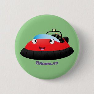 Cute red happy hovercraft cartoon 6 cm round badge