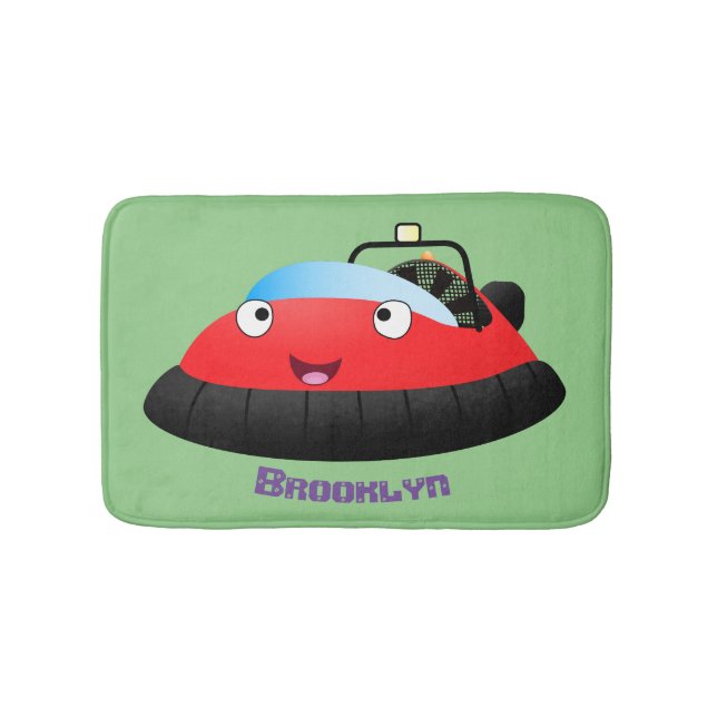 Cute red happy hovercraft cartoon bath mat (Front)