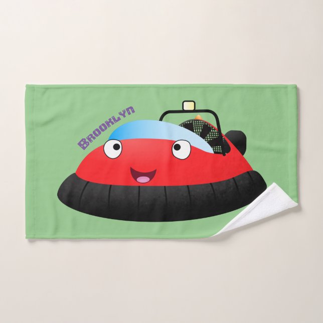 Cute red happy hovercraft cartoon bath towel set (Hand Towel)