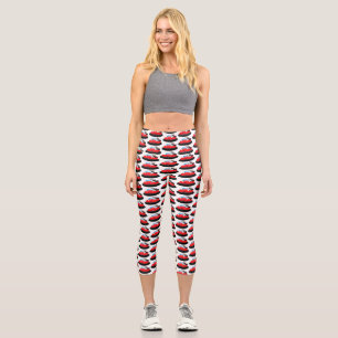 Cute red happy hovercraft cartoon capri leggings