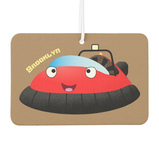 Cute red happy hovercraft cartoon  car air freshener (Front)