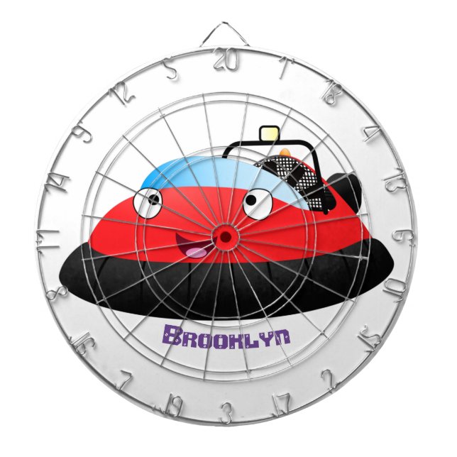 Cute red happy hovercraft cartoon dartboard (Front)