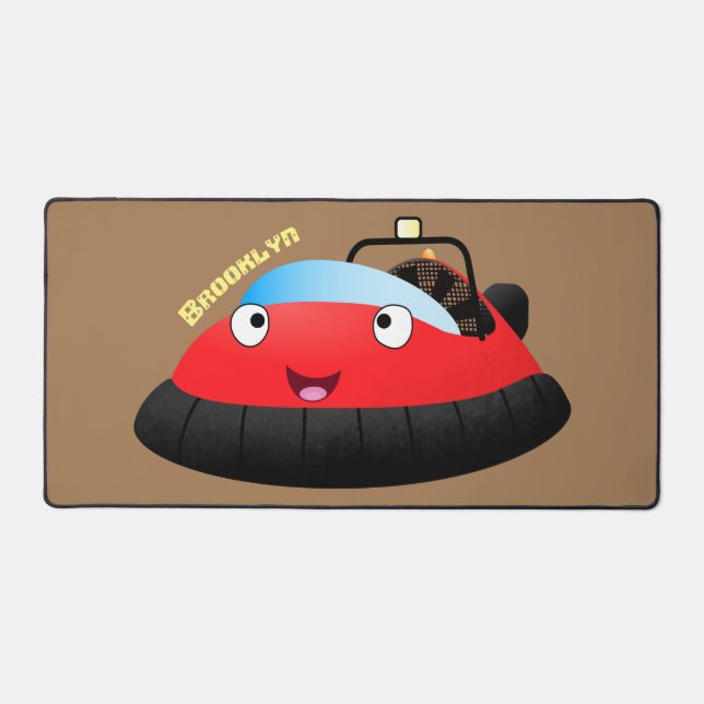 Cute red happy hovercraft cartoon desk mat (Front)