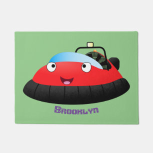 Cute red happy hovercraft cartoon doormat