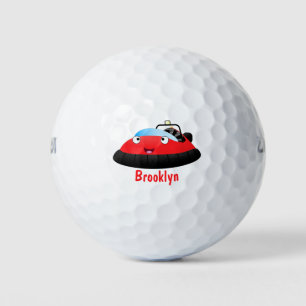 Cute red happy hovercraft cartoon golf balls