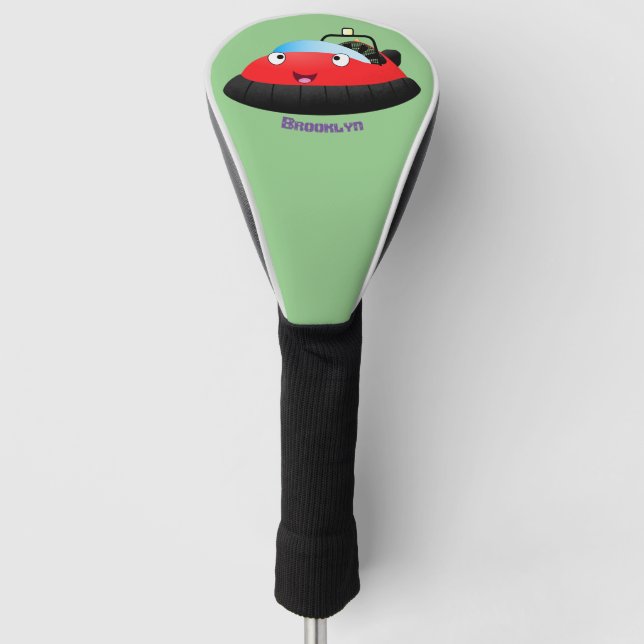 Cute red happy hovercraft cartoon golf head cover (Front)