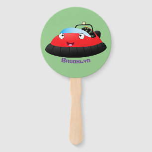 Cute red happy hovercraft cartoon hand fan