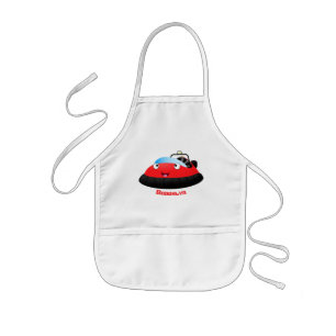 Cute red happy hovercraft cartoon kids apron