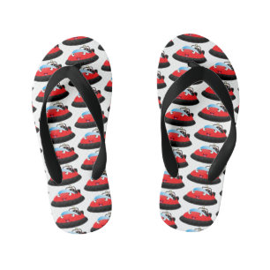 Cute red happy hovercraft cartoon kid's flip flops