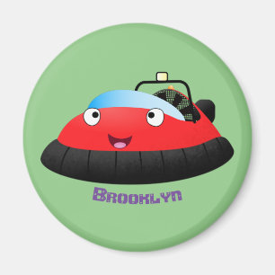 Cute red happy hovercraft cartoon magnet
